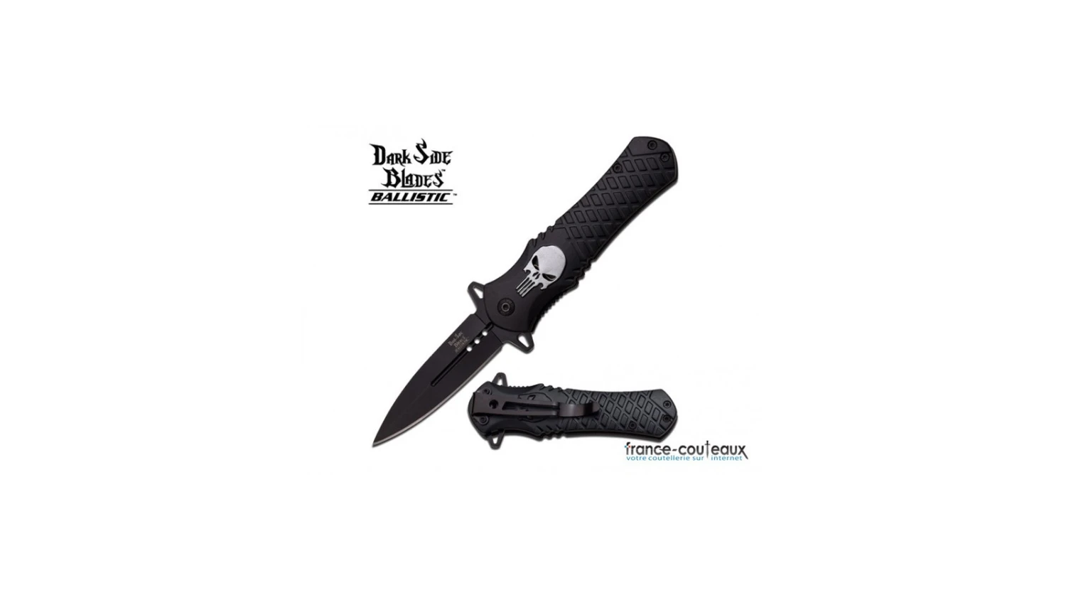 Couteau à Ouverture Assistée Punisher Skull Black 3 Couteau à Ouverture Assistée Punisher Skull Black