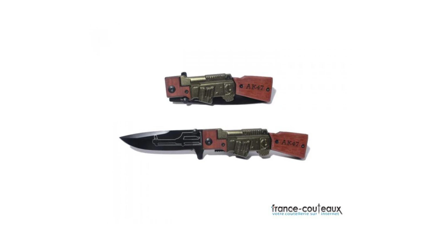 Couteau Pliant Manche Ak47 Bois Lame Noire 3 Couteau Pliant Manche Ak47 Bois Lame Noire