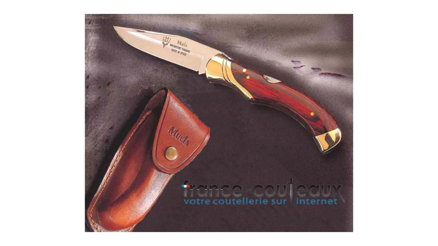 MUELA - COUTEAU DE CHASSE PLIANT 95MM - MITRES LAITON - STAMINA ROUGE 3 MUELA - COUTEAU DE CHASSE PLIANT 95MM - MITRES LAITON - STAMINA ROUGE