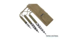 TRIO ZEBRA - 3 Couteaux Plein Manche Avec Pochette En Cordura Kaki